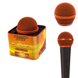 Orange Replacement Steel Mesh Grille Heads For Shure SM58, BETA 58, Dynamic Microphones - Includes Protective Storage Tin C