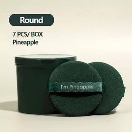 7pcs Soft Makeup Puff with a storage box, Triangle Puff, Round Puff, Reusable Makeup Sponge, liquid foundation and powder Puff, Wet and Dry powder Puff, Non-latex sponge (Round, Pineapple)