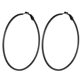 Suplight Womens Earrings Black Hoop Earrings 70mm