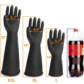 ENPOINT Extra Large Chemical Resistant Gloves, 18" Long Black Waterproof Alkali/Acid/Oil Resistant Reusable Heavy Duty Rubber Gloves for Cleaning, Dishwashing, Gardening