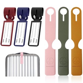 SILHOL Luggage Tag 6 Pieces, PU Leather Suitcase Tags for Travel Luggage, Backpack, Handbag, School Bag (6 Color)