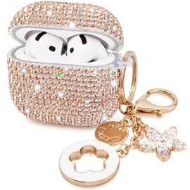 VISOOM Cute Jewelry Case for Airpods 4 Cases 2024 Cover Women, Sparkly Air pods 4 Gen Case Hard TPU Airpod Case 4th Generation Glitter iPods 4 Case with Bling Keychain for iPods Earbuds Airpods 4th