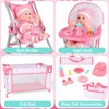 deAO Baby Doll Stroller Crib Bed Nursery Role Play Set