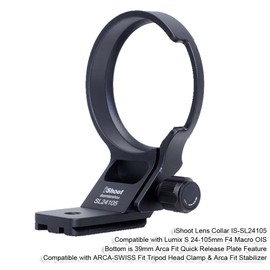 iShoot Lens Collar Tripod Mount Ring Compatible with Panasonic Lumix S 24-105mm F4 Macro OIS, Support Holder Bracket with Arca-Swiss Fit Quick Release Plate for Arca Fit Tripod Head Clamp & Stabilizer
