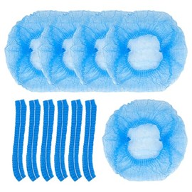 FSSTUD 100 Pcs 21 Inch Food Service Hair Nets Non Woven Blue Hair Nets Kitchen Hair Covers Cooking Bouffant Caps Elastic Dust Cap Hairnets Large Breathable Hair Net Cook Head Cover