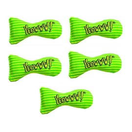 Yeowww! DuckyWorld 100% Organic Catnip Leaf Flower Yellow and Green Stripes Sardines Cat Toy Cats Toys (5 Pack)