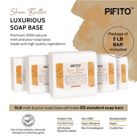 Pifito Shea Butter Melt and Pour Soap Base (5 lb) │ Bulk Premium 100% Natural Glycerin Soap Base │ Luxurious Soap Making Supplies