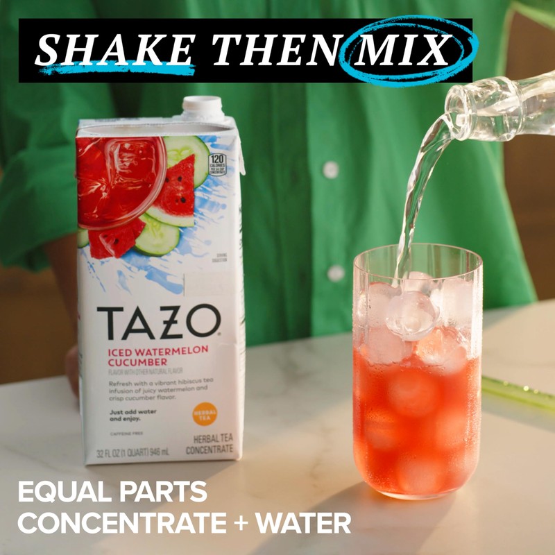 TAZO Tea Concentrate, Refreshers Iced Watermelon Cucumber, Iced Peach Mango,