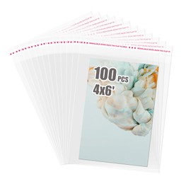 Egofine Self Sealing Cellophane Bags 100 PCS Clear Resealable Sleeves Bags for 4x6 Photo Mats, Bag Size: 4.33x6.30 inches for 4x6 Mats