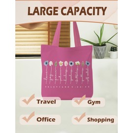 Supwhd Rose Pink Bible Bags for Women, Christian Tote Bag, Fruit of the Spirit Galatians 5:22-23, Gifts for Christian Women, Bible Verse Christian Canvas Tote Bags for Woman