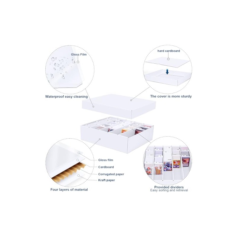 5 Row Trading Card Storage Box, 1 Pack Cardboard Storage