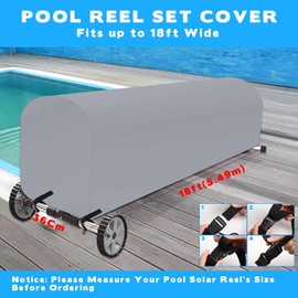 Woanger Heavy Duty Pool Solar Reel Cover Waterproof UV Resistant Inground Swimming Pool Solar Reel Roller Blanket(18 Ft,Gray)
