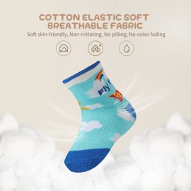 Aroveea Calcetines de tobillo antideslizantes para bebé, paquete de 12 calcetines para niños y niñas, calcetines de algodón lindos para bebé, Dibujos animados 5, 3-5 Años