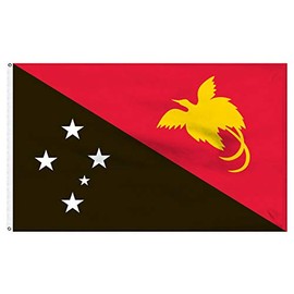 2x3 Papua New Guinea Flag 2'x3' House Banner Brass Grommets Color Fast Canvas Header 4 Rows Sewing on Fly End.