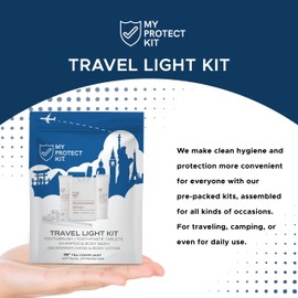 TSA Approved Travel Essentials for Men & Women - Hygiene Kit with Toiletries for Daily Use - Set includes Hand and Body Lotion, Deodorant, Shampoo, Toothbrush, and Toothpaste Tablets by My Protect Kit