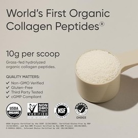 Sports Research® Organic Collagen Peptides Powder, 30 Servings (Unflavored) | Hydrolyzed Type I & III Made Sustainably from Grass-Fed Cows - USDA Orga