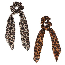 Mikinona 2 Pcs Leopard Print Scrunchies Hair Accessories for Girls Decorative Prints