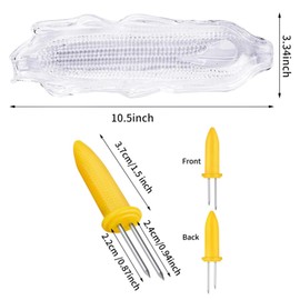 8 Pack Corn Cob Holders and 4 Pack Corn Dish Set,Plastic Corn Trays, Stainless Steel Corn Holders for BBQ Sweetcorn Roasted Meat