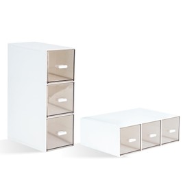 2 Pcs Plastic Tea Box, Clear Lid Tea Bag Storage, Easy Access Tea Bag Organizer, Coffee Storage with 3 Drawers for Sugar Sachets, Tea Bags (2 Pcs)