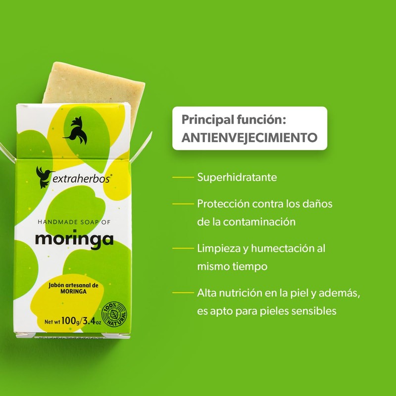 Pack 3 de Jabones Artesanales de Moringa de Extraherbos, Antiedad,