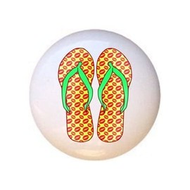 Flip Flops Colorful Summer Beach Thongs by I365Art - DECORATIVE Ceramic Dresser Drawer PULLS Cabinet Cupboard KNOBS (flipflops-14)
