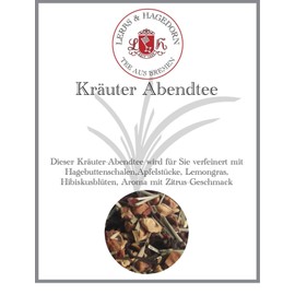 Lerbs & Hagedorn, Herbal Evening Tea Citrus Flavour 250 g (approx. 21 Litres) Rosehip Peels, Apple Pieces, Lemongrass, Hibiscus Flowers