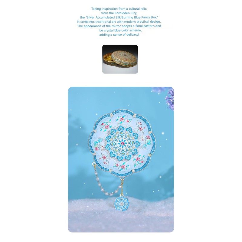 Compact Mirror, Exquisite Retro mini Travel Makeup Mirror (Blue)
