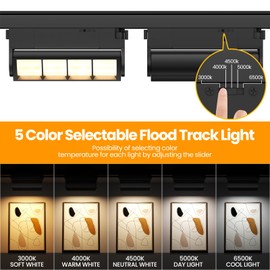 TuyuBEE 5 Color Linear H Track Lighting Heads H Type Track Light Heads Dimmable LED Track Lighting Fixtures Ceiling Spot Light, H Style Track Heads for H Track Lighting Rails, Black CRI90 12W 3 Pack