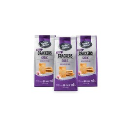 Perfect Choice Pita Crackers (Garlic) - Oven Baked and Crunchy Garlic Snack - Perfect for Dipping in Sauces or Pairing with Bruschettas - 6.17 oz (Pack of 3)