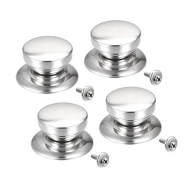 TRHDFW Universal Pot Lid Knob, Stainless Steel Replacement Knob 51x28mm for Glass,Stainless Steel Pan Cover Lid, Pack of 4
