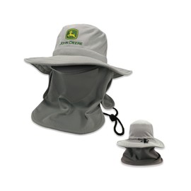 John Deere Bucket Hat Removable Neck Cover and Mask-Ivory