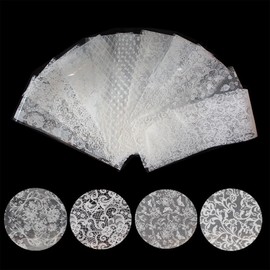 YUWENW 20pcs White Lace Starry Sky Nail Foil Transfer Sheets Lace Starry Shell Nail Sheets Nail Parts Nail Art Nail Art (White Color)