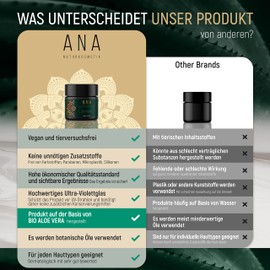 Organic Eye Care with Aloe Vera - Anti-Ageing Eye Cream Against Wrinkles and Dark Circles - Hyaluronic Acid - Invigorating Anti-Ageing for Men and Women - 50 ml - ANA Natural Cosmetics - Eye Cream Made in Germany