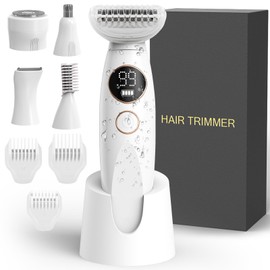 5 in 1 Bikini Trimmer for Women, Electric Razors for Women Pubic Hair Trimmer Waterproof Facial Hair Removal Cordless Electric Bikini Shaver with USB Charge Dock