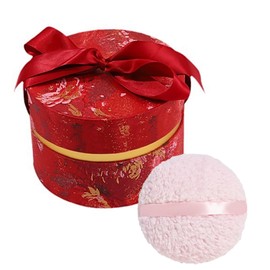 Qopoto Powder Puff, Large 6'' Body Powder Puff for Dusting Powder, Women Powder Puff with Storage Container for Bath, Body Powder Applicator and Oversize Powder Puffs for Body Powder (Dark Red)