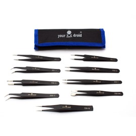 yourDroid ESD Tweezers Set 9 Pieces with Case