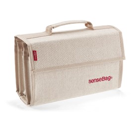 transotype senseBag Wallet, cremefarbene Tasche für bis zu 72 Marker, mit abgenähten Stiftfächern, aus abwaschbaren Polyestergewebe