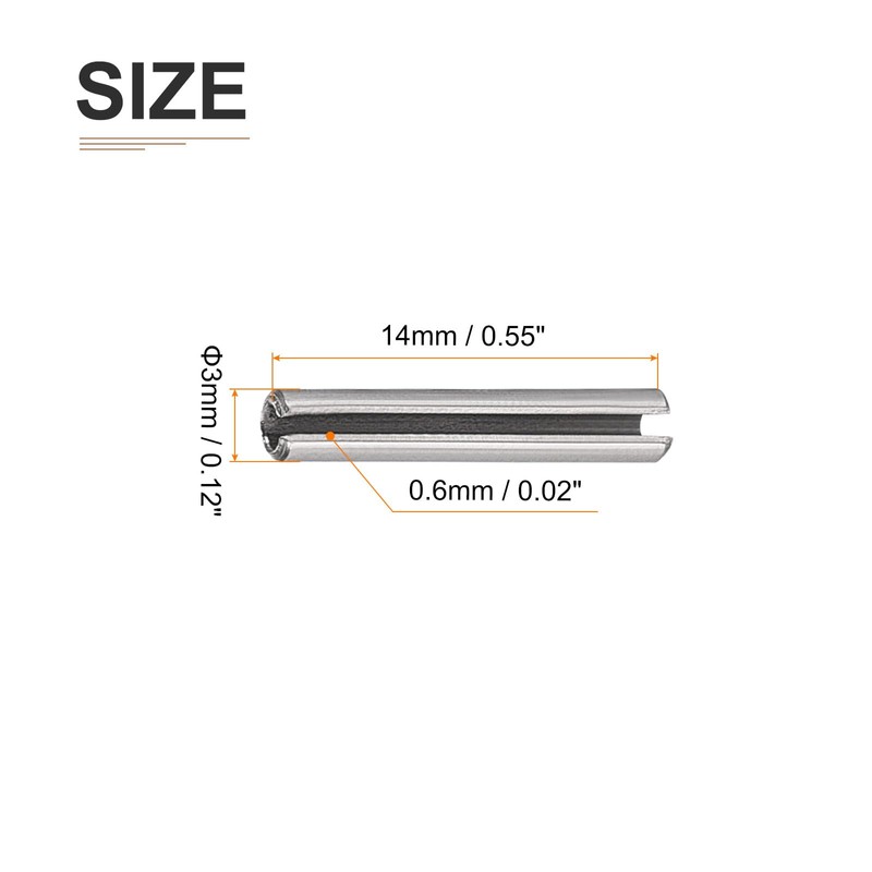 DTGN 3mmx14mm(DxL) Slotted Spring Pin - 20Pack - Good for
