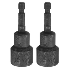 uxcell 2Pcs 1/4 Hex Shank 16mm Magnetic Hex Socket 65mm Length, CR-V Steel Quick-Release Impact Driver Socket Wrench Screw for Impact Drill Power Nut Setter