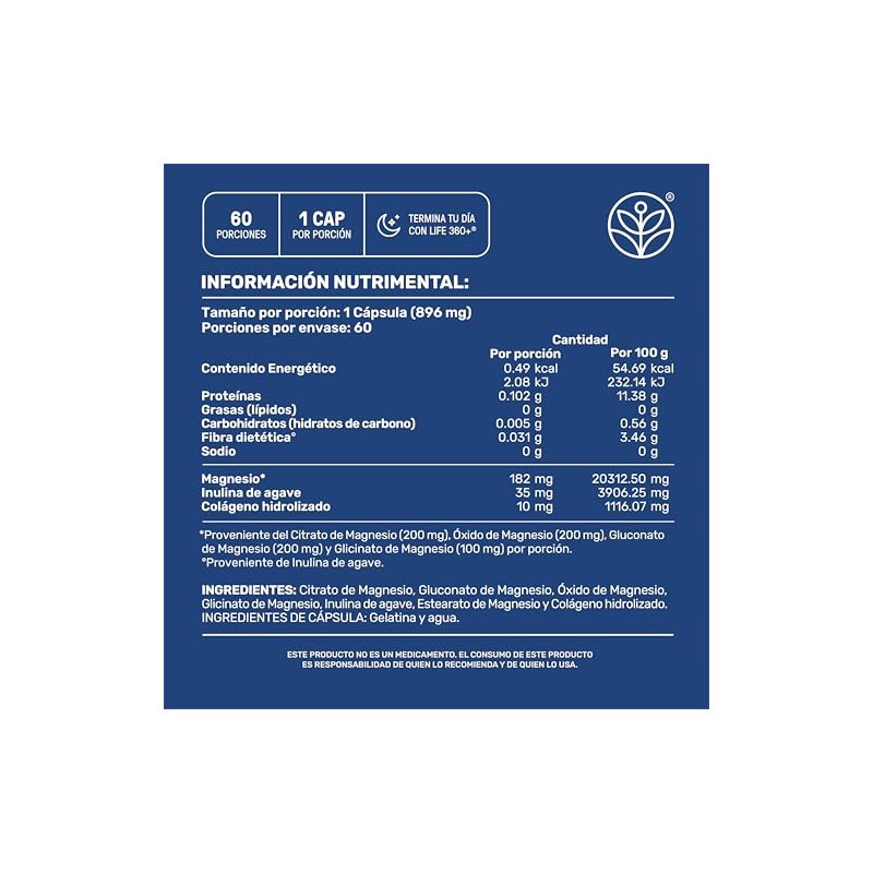 LIFE 360+ Magnesium Blend | Óxido, Glicinato, Gluconato y Citrato|