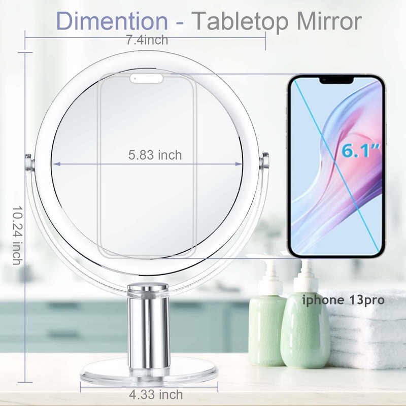 CLSEVXY Vanity Mirror Makeup Mirror with Stand, 1X/15X Magnification Double