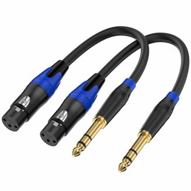 XLR to 1/4 TRS Stereo Adapter,XLR Female to 1/4 Inch (6.35mm) Stereo Balanced Microphone Stereo Audio Converter AdapterCable (6 inch / 2 Pack)