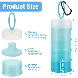 Accmor 2 Pcs Protein Powder Container to Go with Funnels Stand, 4 Compartments Stackable Protein Powder Dispenser for Workout, Fitness, Travel