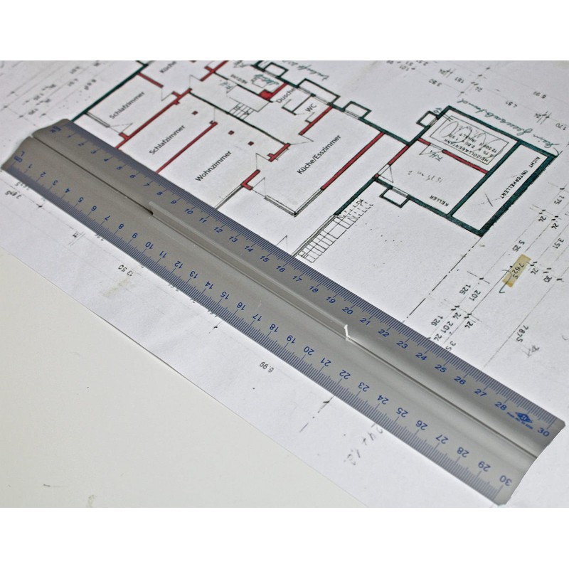 Wedo 0525235 Ruler made of Aluminium 30 cm with Handle