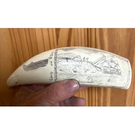 NEW !! Scrimshaw whale tooth resin REPLICA "A Sailor's prayer" Liberty and Unity
