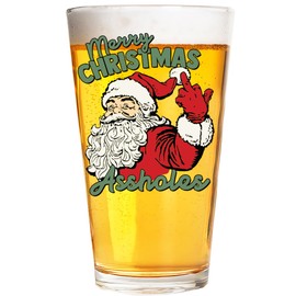 Toasted Tales - Merry Christmas Vintage Santa Sarcastic Santa, Funny Pint Glass Humor Gift for Grandpa, Beer Glass for Dad, Christmas Gift for Brother or Friend