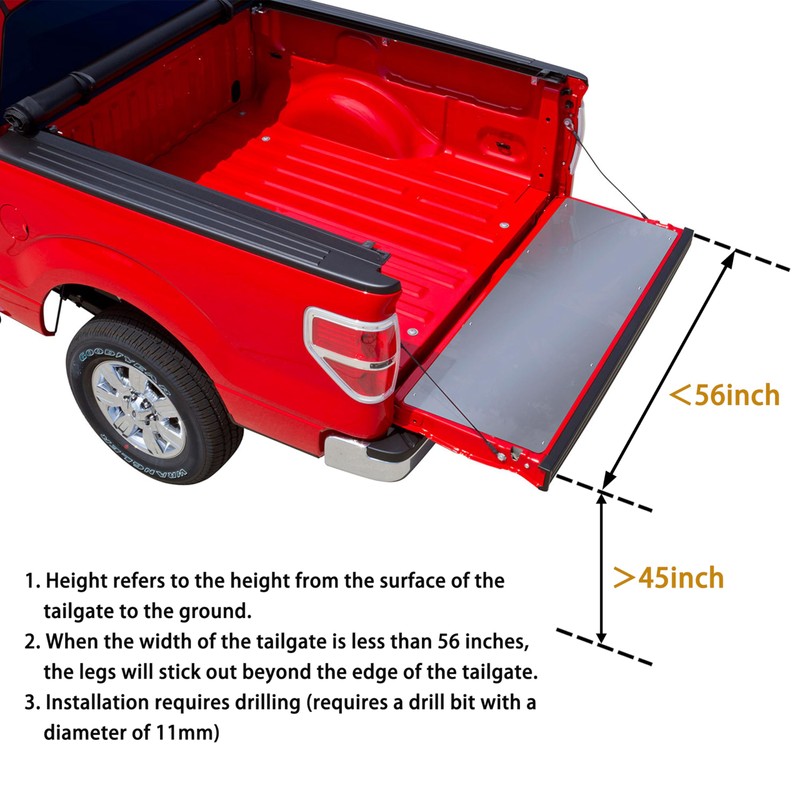 45" Foldable Pickup Truck Tailgate Ladder with Grab Handle, 360°
