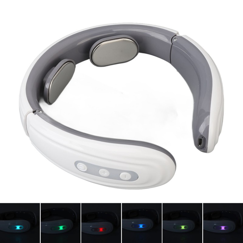 Heated TENS Neck Massager 9 Gears Vibration Rechargeable Electromagnetic Pulse