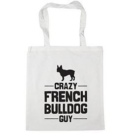 Hippowarehouse Crazy French Bulldog guy Tote Shopping Gym Beach Bag 42cm x38cm, 10 litres