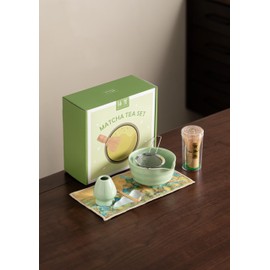 Rojinran 7-Piece Matcha Whisk Set, Bowl Bamboo Matcha Whisk,Ceramic Matcha Set, Matcha Whisk and Bowl, Matcha Tea Set for Making Latte Drinks, Gift for Matcha Lover and Starters(Green)